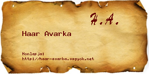 Haar Avarka névjegykártya